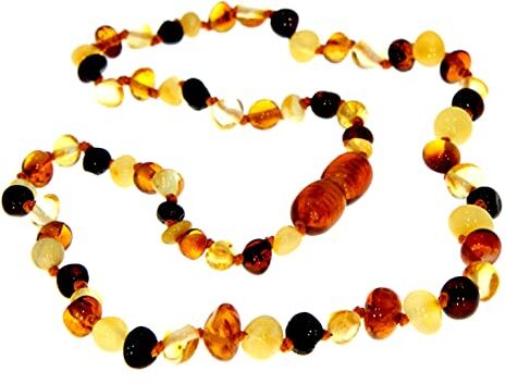 SilverAmber Jewellery Collana in ambra baltica mista Lucida Perle di ambra genuina al 100% Massima qualità Dimensione: 70 cm