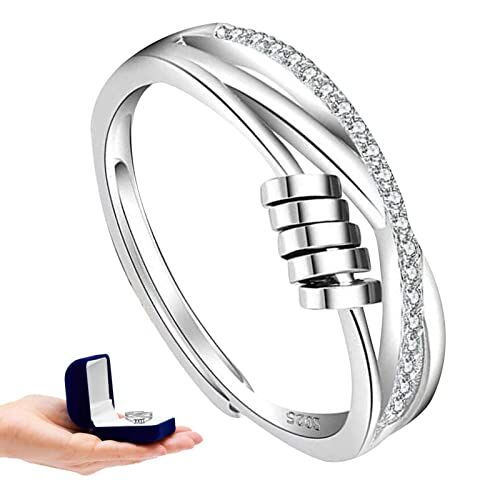 Generic Anello rotante Anello Figette rotante regolabile,Geometry Mood Ring, accessori per gioielli semplici per donna uomo