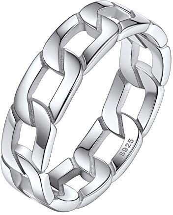 Silvora Anello da Donna Unisex in Argento Sterling 925 Catena Cubana Nodo Celtico Anello Sottile S925 Ragazza Anello Infinito Piccolo Grande Gioielli Anello per Eternità