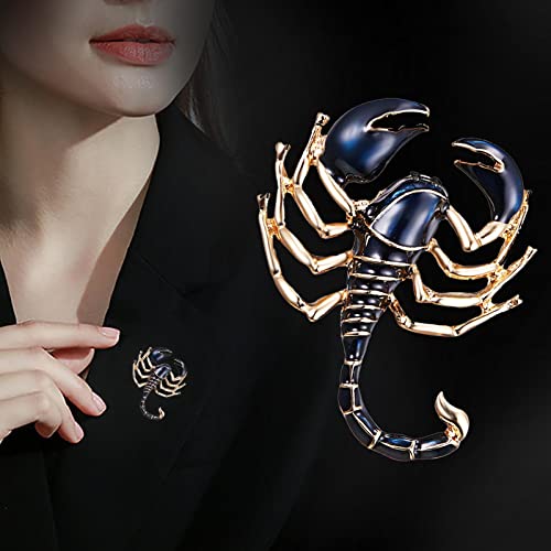 Wendalern Scorpione Smalto Pin Nero Oro Scorpione Insetto Spilla Personalità Corsage Bouquet Lapel Pin Sciarpa Scialle Decorazione Accessori Per Le Donne Uomini