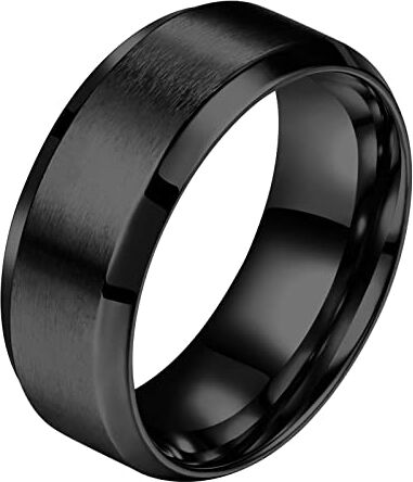 Flongo 8mm Anello Acciaio Inossidabile Lucidato, Anello Uomo Rotondo Liscio Colore Argento/Oro/RosaOro/Nero,Misura da Scelta, Regalo