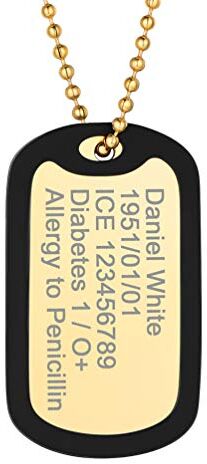 PROSTEEL Personalizzabile Collana Militare Cindolo 2 Dog Tags Incisione Gratuita, Acciaio Inossidabile Placcato Oro, Catena Palla, Unisex Donna Uomo, Oro (con Confezione)