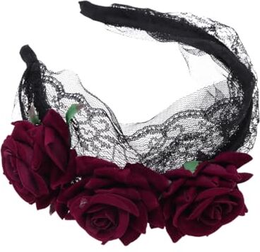 DOITOOL Tiara Donna Cerchio Dei Donna Copricapo Donne Cerchio Dei Rosa Del Fiore Copricapo Della Ragazza Miss Rose Rosse Accessori Per