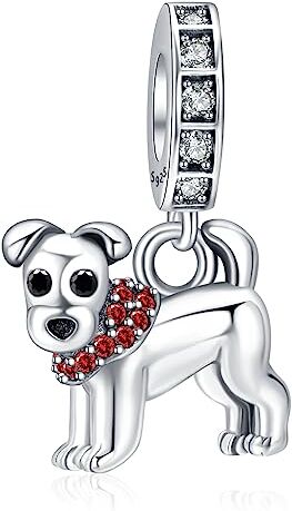 Annmors Ciondolo Argento Sterling 925 Charm Bead Compatibile Bracciale e Collane Europei Cute Dog Perline zirconi 5A Natale,San Valentino,festa della mamma,ciondoli regalo per donne e ragazze