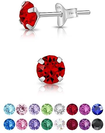 DTPsilver Punto Luce Orecchini Brillanti Orecchini Donna Rossi con Punto Luce Swarovski 5 mm Orecchini Argento 925 Punto Luce Orecchini Swarovski Donna Rossi Orecchini Colorati