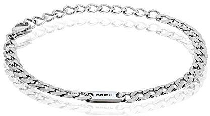 Breil , Collezione Groovy, Bracciale da Uomo, Gioiello in Acciaio Lucido Specchiato, Pratica Chiusura a Moschettone, Idee Regalo Uomo e Ragazzo, Lunghezza Regolabile 21-22 cm, Silver