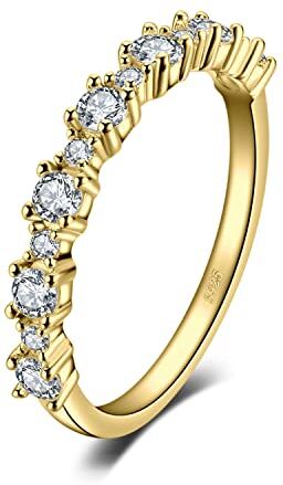 JewelryPalace Anelli Donna Argento 925, Anello Fedine Fidanzamento, Diamante Simulato Zirconi Anniversario Matrimonio Promessa Sposa Bande Anelli Donna in Oro, Gioielli Donna 13