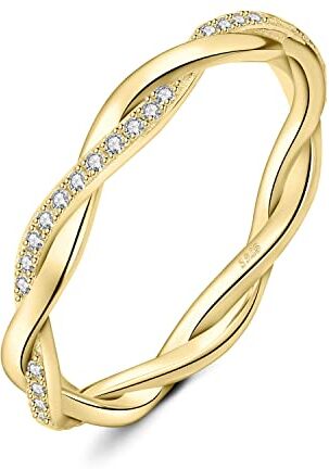 JewelryPalace Corda Anello Infinito Donna Argento con Cubica Zirconia, Anelli Impilabili Donna 925 con Pietre a Taglio Rotondo, Fede Nuziale in Oro Anello Matrimonio Set Gioielli Donna 11.5