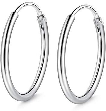 T400 Orecchini Cerchio Argento Sterling 925 per Donna Piccoli cerchi Creoli Sleeper 2 cm