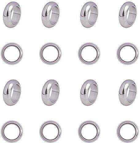 UNICRAFTALE 200pcs 6mm Anello Modello Perline Distanziatori Acciaio Inossidabile Perline Allentate Perline Distanziali con Foro Grande Perline Liscia Ricerca per Creazione di Gioielli, Hole 4 mm