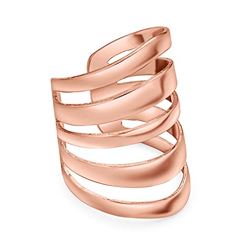 Bling Jewelry Minimalista geometrico fetta scanalatura Split Band cartilagine orecchio bracciale clip avvolgere orecchino elica per le donne adolescenti placcato oro rosa .925 Sterling Silver