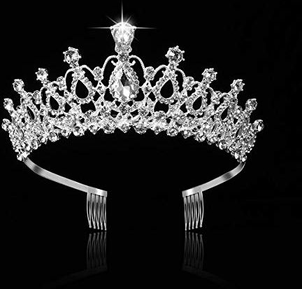 Anjing Tiara di cristallo corona strass sposa Tiara Headband nuziale nuziale velo con pettine