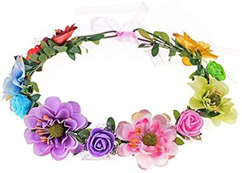 Supefriendly Fiore di rosa Fascia per capelli fatta a mano con ghirlanda floreale Fascia per capelli Corona Tiara Decorazione regolabile Copricapo da donna per ragazza per foto di festa di nozze Prop