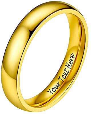 PROSTEEL Anello Donna Personalizzabile Acciaio Inossidabile Anello A Fascia Donna Personalizzabile Oro Miusra 09 (Dia 15,7mm), Anello Unisex con Confezione Regalo