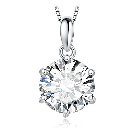 JewelryPalace 3ct Collana Solitario Donna Argento 925 con Cubica Zirconia, Collana Ciondolo Pietra a Taglio Rotondo con Catena Veneziana 45cm, Collane Pendenti in Argento Set Gioielli Donna