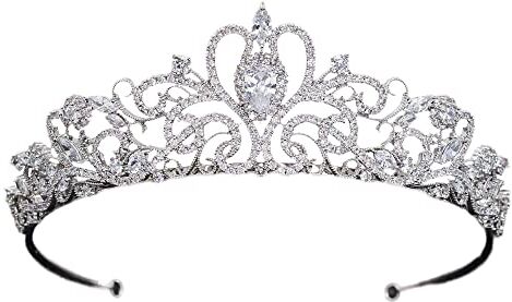 SEPBRIDALS Diademe principessa classica con zirconi cubici, corona reale per tiare per matrimonio, accessori per capelli da donna Gioielli CH10316