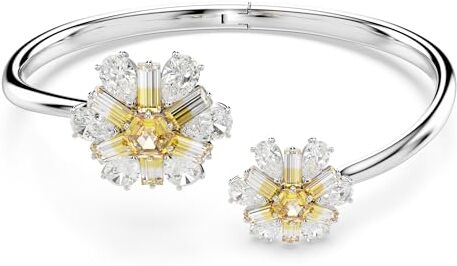 Swarovski Bracciale rigido Idyllia, Fiore, Giallo, Placcato rodio