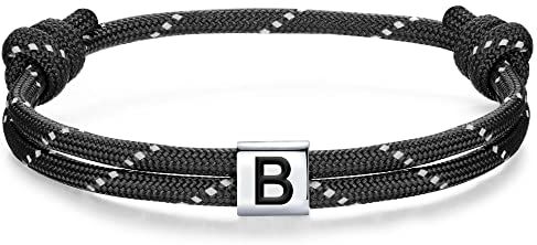 J.Endéar Bracciale Nautico con Iniziali Lettera B Argento 925 Charm per Donna Uomo Amicizia Regalo Partner