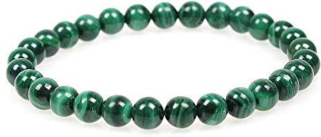 MJDCB Bracciale Pietre Malachite Naturali, 6mm Perle Braccialetti Portafortuna