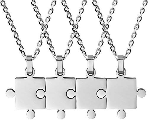 JewelryWe 4 in 1 Collana Puzzle Amicizia Sorella, Collana Personalizzato, Collana Pendente Unisex