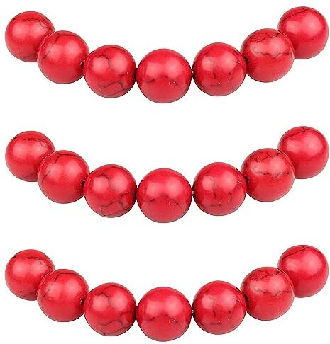 MJDCB 30 pezzi 12mm Turchese Rosso Sciolto Perline di Pietra Sintetica per Creazione Braccialetti Collane e Gioielli Pietre Dure per Bigiotteria Fai Da Te Rotonde