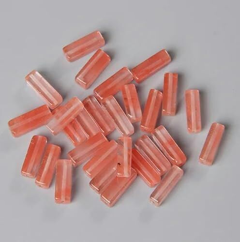 VIOLK 4x13mm Tubo Quadrato Perlina Pietra Naturale Lapis Agata Perline Rettangolari Piatte Ciondolo per Creazione di Gioielli Fai da Te Bracciale Chakra Avvolgente Bulk-28 Red Watermelon-4x13mm 5 pz