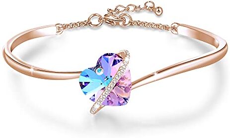 GEORGE · SMITH Braccialetti in oro rosa da donna Love Story Bracciale in argento con cristalli viola lucenti Il miglior regalo per la festa della mamma per i gioielli da donna per lei