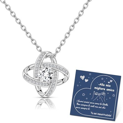 CheersLife Collana Donna Collana Amicizia Alla Mia Migliore Amica Collana Argento 925 Donna Regalo Amica Compleanno Collane Bff Regalo Donna Compleanno Gioielli Donna Ragazze Sorelle Regali Natale