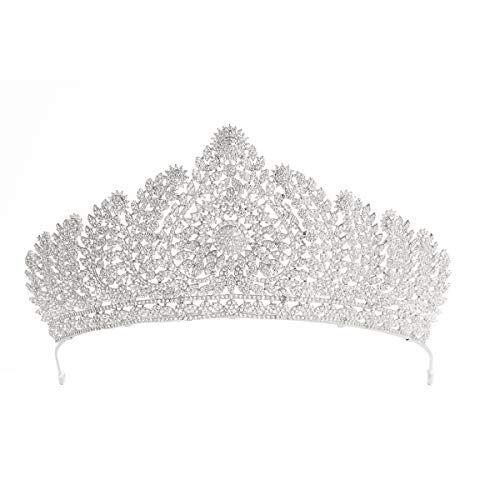 SEPBRIDALS Cristallo e CZ sposa grande corona con diadema gioielli accessori per capelli donna