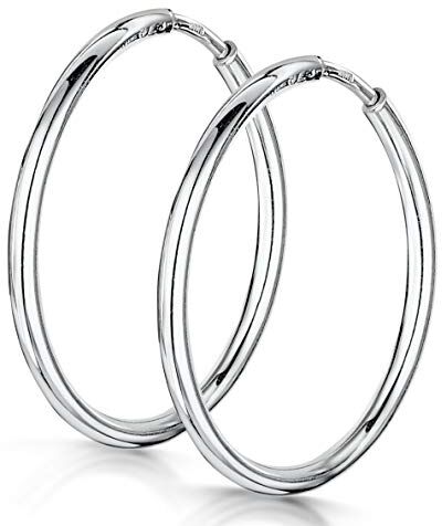 Amberta Orecchini a Cerchio da Donna in Argento Sterling 925: Diametro 20 mm