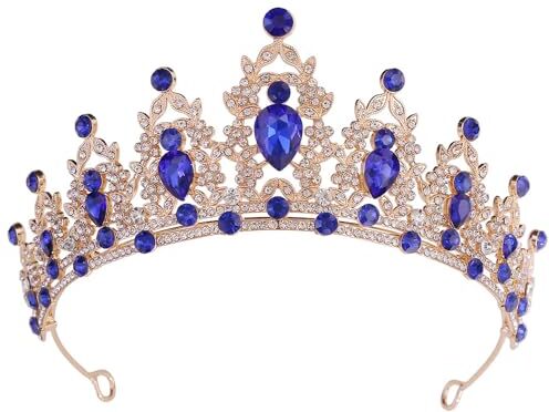 HPMAISON Strass Azul Tiara di cristallo per ragazze Sposa donne Fascia corona principessa Accessori per capelli per la festa di compleanno Pageant Prom Queen Costume Stage Performances