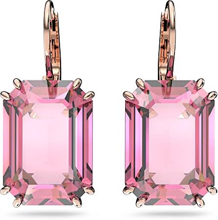 Swarovski Orecchini Millenia, Cristallo taglio Ottagonale, Rosa, Placcato color oro Rosa