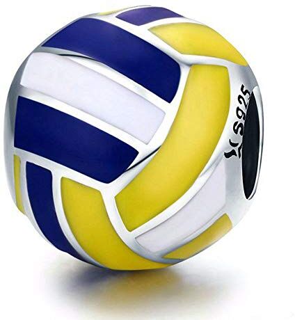 ZaliOan Charm Compatibili con Bracciali，Ciondoli in Argento Sterling 925-Pallavolo B