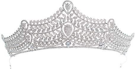 SEPBRIDALS Cristallo e CZ sposa grande corona con diadema gioielli accessori per capelli donna