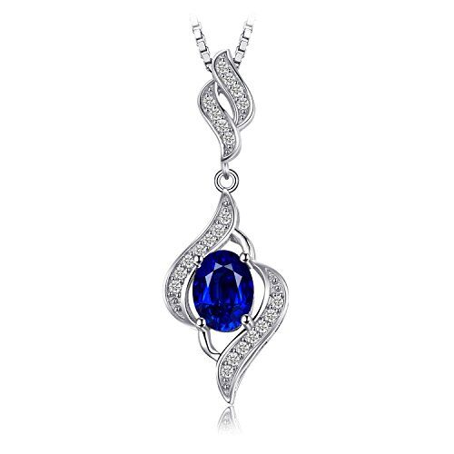 JewelryPalace 4ct Collana Lunga Donna Argento 925 con Creato Zaffiro Blu, Semplice Collana Ciondolo Pietra a Taglio Ovale con Catena 45cm, Collane Pendenti Anniversario Set Gioielli Donna