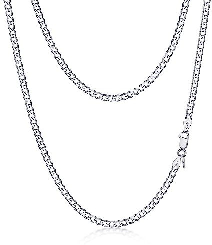 Amberta Collana Cubana in Argento Sterling 925 per Uomo: Collana in Argento 2.8 mm 45 cm