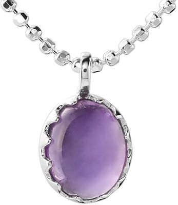 MAYJAI Collana S925 in argento ametista ovale clavicola catena