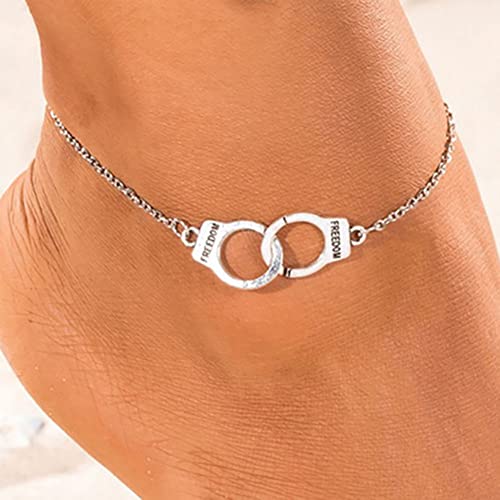 Carufin Turchese Cavigliera Braccialetti Multilayer Butterfly Cavigliere Fiore Perla Beaded Cavigliera Accessori Estate Beach Foot Gioielli per le Donne Ragazze (Maniglie Cavigliera)