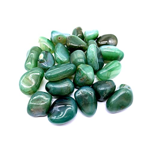 Generico CRIGEMA Agata verde, pietra naturale burattata levigata per cristalloterapia, reiki e meditazione 18-25 mm (5)