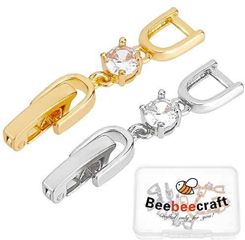 Beebeecraft 6Pcs 2 Colori Fold Over Clasp Cubic Zirconia Collana Bracciale Extender Argento & Golden Foldover Extension Clasp Set per gioielli Extender