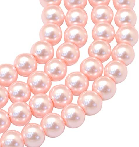 Cheriswelry Cheriswely, 200 pezzi di perle di vetro rotonde da 8 mm, distanziatori rotondi e perlati, in vetro satinato, per gioielli, bracciali, orecchini, colore: rosa perla