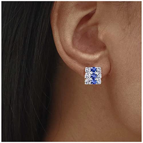 Inateannal Vintage Cz Zaffiro Quadrato Orecchini Cristallo Quadrato Orecchini Strass Blu Orecchini A Perno Argento Minimalista Strass Cz Quadrato Orecchini Gioielli Per Donne E Ragazze