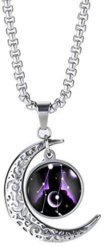 LEJAHAO collana Gemelli segno zodiacale uomo ragazzo Acciaio inox al titanio galassia costellazioni luna oroscopo goth collane con pendente personalizzate necklace gioielli per ragazza migliori amiche