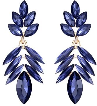 Dochais Orecchini Dichiarativi, Orecchini Pendenti Strass, Orecchini Pietre Di Vetro, Orecchini Grandi Da Donna, Orecchini Di Gioielli Di Moda, Orecchini Con Brillantini (blu navy)