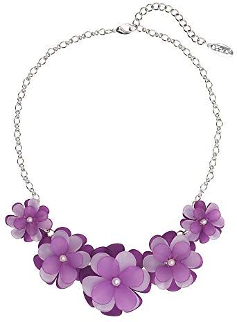 Bocar Collana girocollo da donna con ciondolo con fiori in acrilico(-purple)