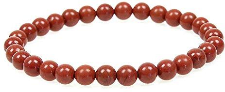 MJDCB Bracciale Pietre Diaspro Rosso Naturali, 6mm Perle Braccialetti Portafortuna