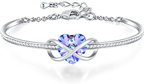 GEORGE · SMITH Infinito Bracciale Donna Placcato Argento Bracciale Cuore con Diamante 5A per Donna Gioielli per Natale, Regalo di Anniversario per Lei