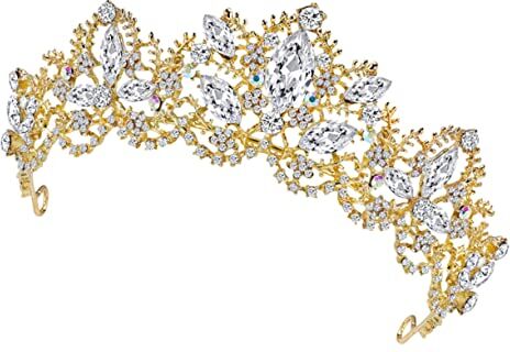 KHYYHA 1pc Corona Nuziale Sposa Fascia Cristallo ab Strass Spettacolo Principessa bigiotteria Sposa Corona (Color : Golden, Size : 15.5X5.6cm)