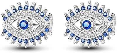 NARMO 925 Sterling Silver Orecchini per le Donne Evil Eyes Orecchini Blu Cubic Zirconia Orecchini Ipoallergenici