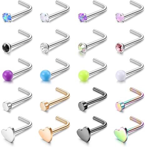 Chriscoco 20G Piercing Naso Acciaio Chirurgico Titanio Opale CZ Nostril Piercing Naso Anello Piercing Gioielli per Donna Uomo